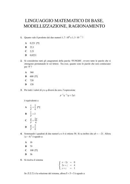 Linguaggio Matematico Di Base Modellizzazione Ragionamento