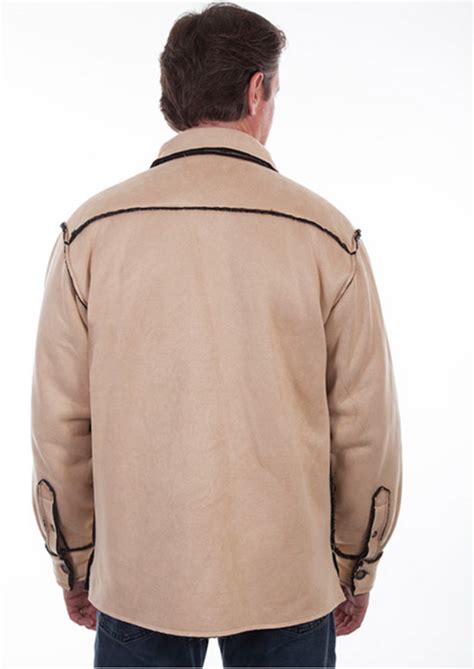 Scully Mens Tan Contrast Trim Sherpa Lined Jacket Ds Lil Bees