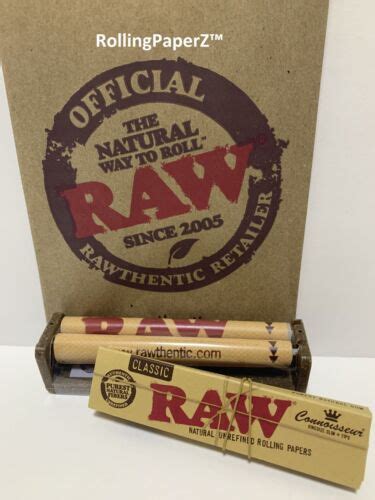 One Pack Raw King Size Classic Connoisseur Rolling Papers W Tips