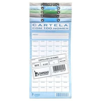 Cartela De Rifa C 100 Nomes Tamoio Zip Papelaria Riset