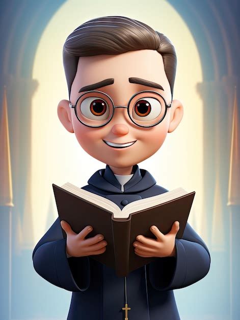 Premium Ai Image Funny 3d Cartoon Catholic Priest Character Smiling