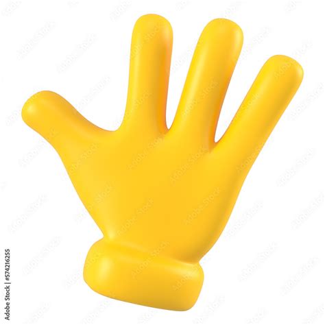 Yellow emoji hand in greeting gesture saying hello. Close up isolated ...