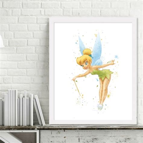 Printable Tinker Bell Watercolor Wall Art Peter Pan Room Etsy