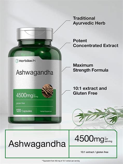 Ашваганда Horbaach Ashwagandha 4500 мг на порцию 120 капсул (ID ...