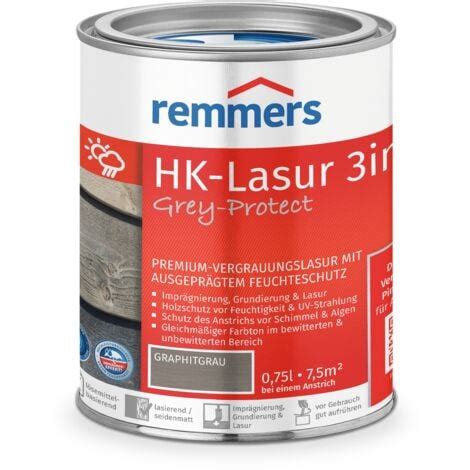 Remmers Hk Lasur In Grey Protect Graphitgrau Liter Holzlasur