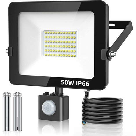 Projecteur Led 50w Avec Détecteur De Mouvement Extérieur 5000lm 6500k