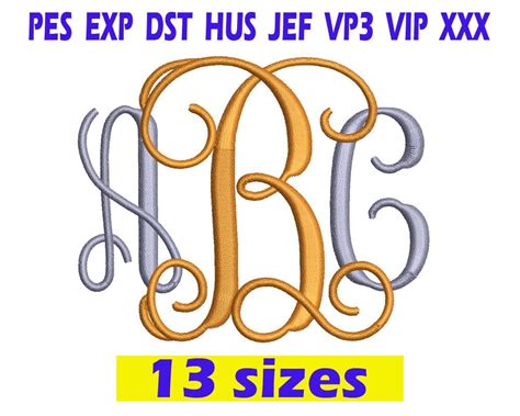 Interlocking Vine Monogram Font Embroidery Instant Download Vine