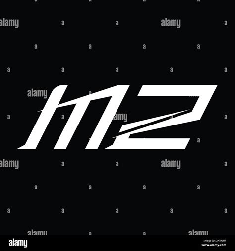 Mz Logo Monogram Letter With Slice Style Design Template Stock Photo