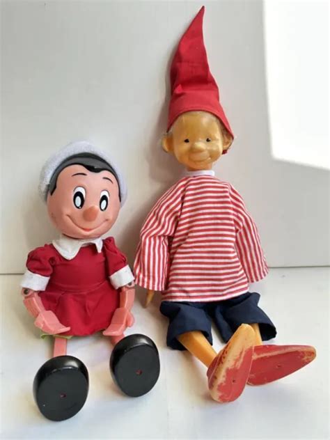 ANCIEN LOT 2 poupée Pinocchio Lutin Jouet Marionnette vintage Disney