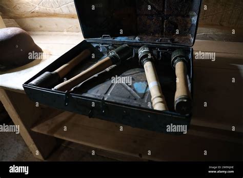 World War Ii German Fragmentation Grenades Stacked In A Military Box On