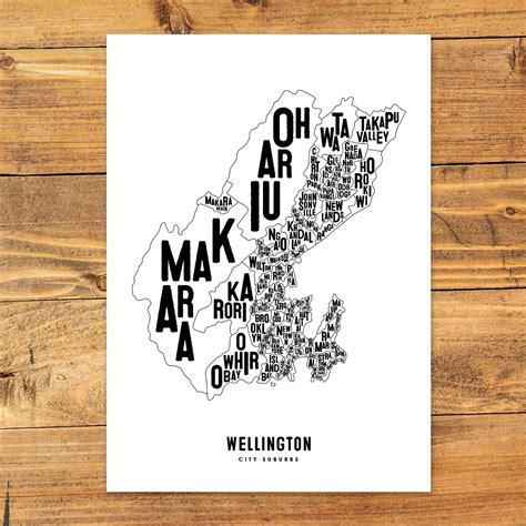 Wellington City Map A3 Art Print Felt