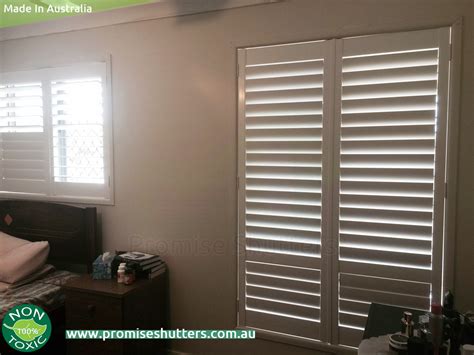 White Plantation Shutters Installed In Side Hinges Only For 1 Or 2 Panels Plantation Shutters