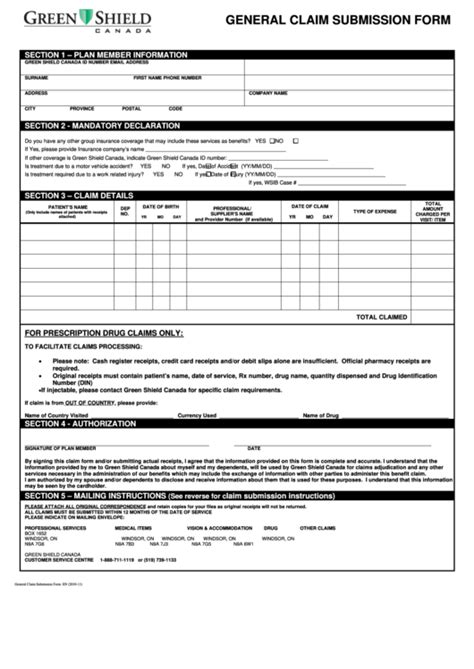 Fillable General Claim Submission Form En General Claim Submission