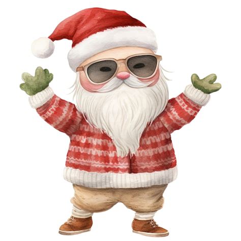 Premium Psd Dancing Santa With Sunglasses Cute Christmas Clipart