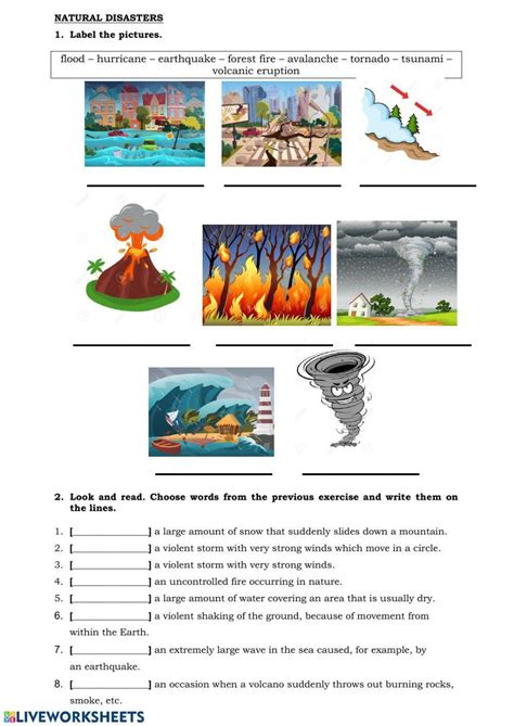 Natural Disasters Match Up Worksheet Teach Starter Worksheets Library