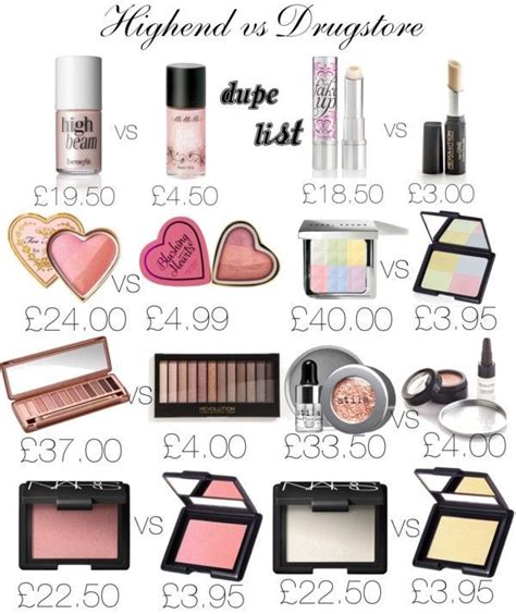 High End Vs Drugstore A Dupe List Drugstore Makeup Dupes Beauty Dupes