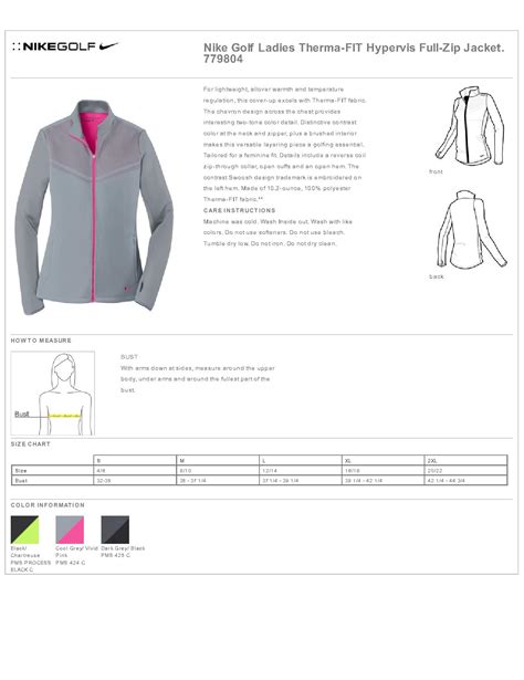 Embroider Nike Golf 779804 Ladies Therma Fit Hypervis Full Zip Jacket Or Screen Print