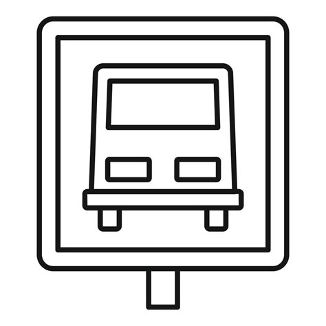 Bus Stop Road Sign Icon Outline Style 14413795 Vector Art At Vecteezy