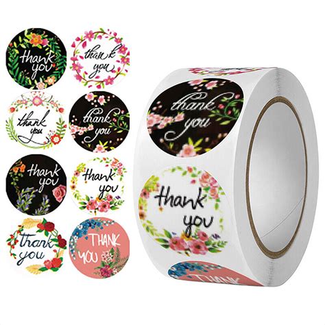 500pcs 1inch Romantic Flowers Thank You Stickers Roll For Envelope