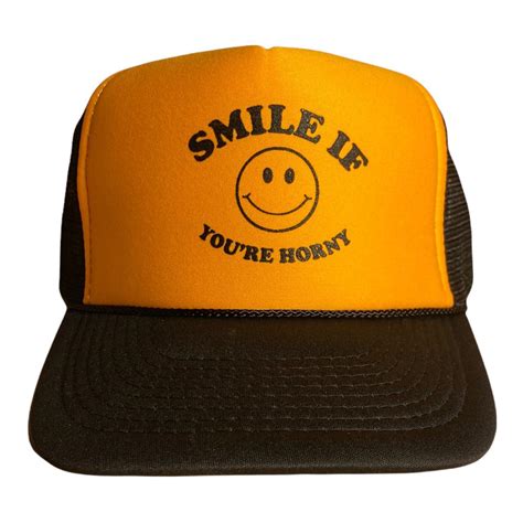 Funny Trucker Hat Smile If Youre Horny Hat Snapback Depop