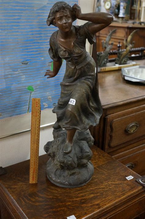 Sold Price Large C19th Spelter Figure Of Woman 58 Cm High Invalid