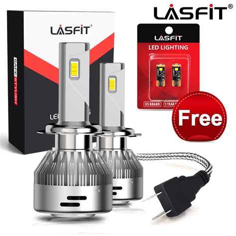 Lasfit H7 LED Headlight Bulbs High Low Beam 60W 6000LM 6000k White