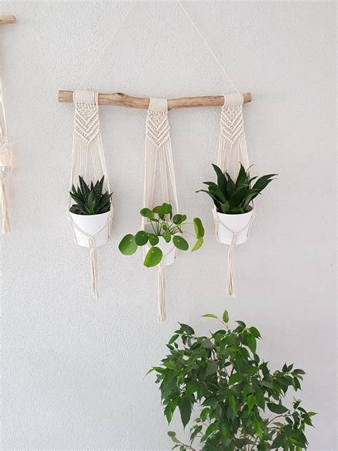 Makramee Pflanzenhänger im Boho Hippie Stil Blumenampel Etsy de