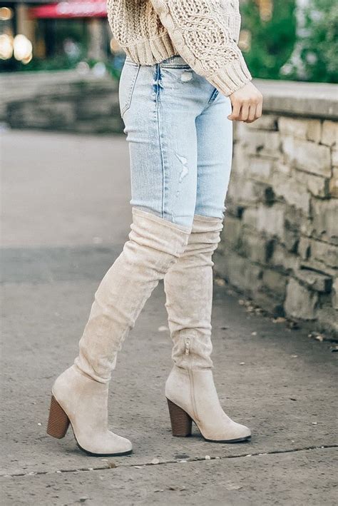 Pin by Hilde on Støvletter sko Beige knee high boots High knee boots