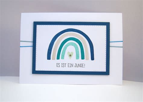 Karte Zur Geburt Regenbogen Blau Kleodesigns