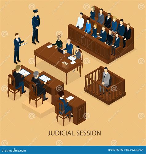 Isometric Court Session Template Stock Vector Illustration Of