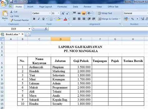 Contoh Excel Gaji Karyawan Tutorial Membuat Tabel Laporan Gaji Images