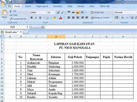 Cara Membuat Laporan Gaji Pada Excel Menggunakan Rumus