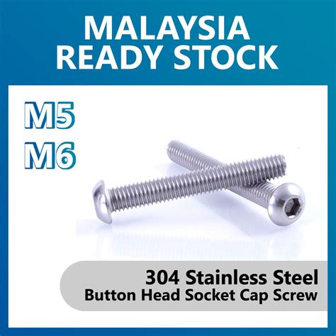 M5 M6 Button Head Screw 304 Stainless Steel Shiny Surface Allen Bolt