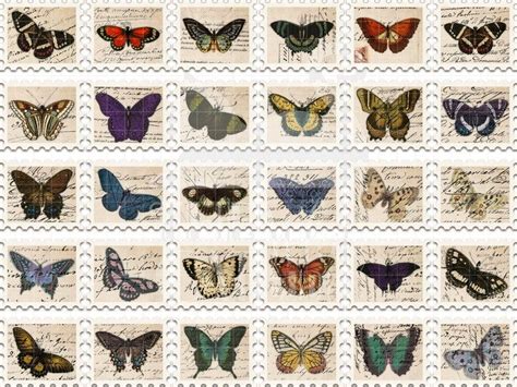 Junk Journal Postage Stamps Dear Butterfly Faux Collage Etsy