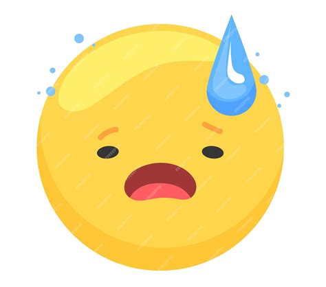 Premium Vector Sweating Yellow Emoji With A Drop Of Sweat And Anxious