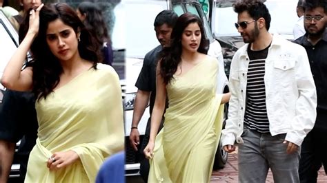 Janhvi Kapoor Looks Bawaal In Saree With Varun Dhawan At National