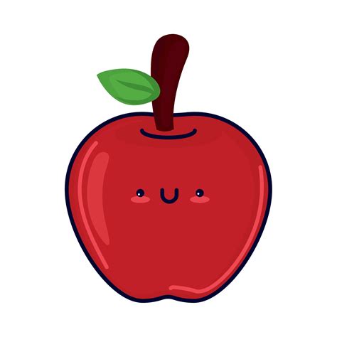 Comida Kawaii Manzana Vector En Vecteezy