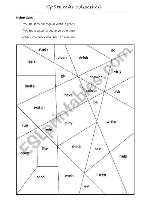 Grammar Colouring Esl Worksheet By Efur