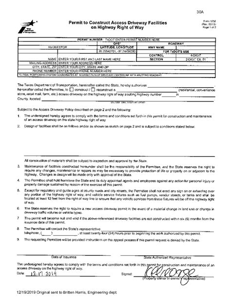 Fillable Online Tx Dot Sample Form Fax Email Print Pdffiller