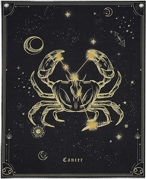 Amazon Constellation Cancer Tapestry Wall Hanging Black And Gold