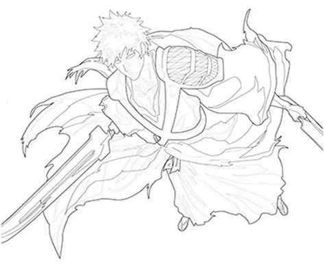 Ichigo Kurosaki Fighting Coloring Page Free Printable Coloring Pages