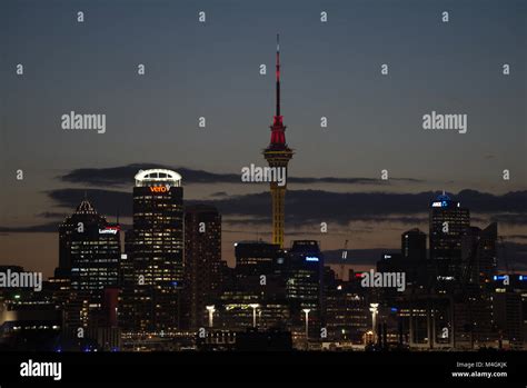 Auckland city at sunset Stock Photo - Alamy