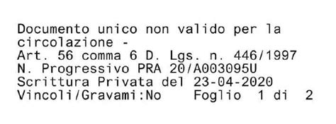 Cambiano I Mini Passaggi Documento Unico Non Valido Per La Circolazione