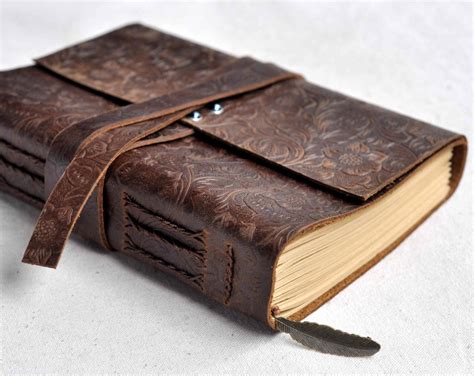 Personalized Leather Journal custom vintage flower leather key