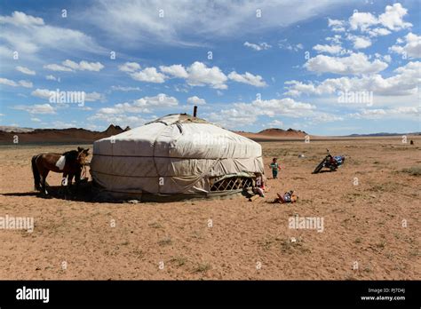 A Mongolian Ger In The Steppe Khovd Province Mongolia Stock Photo Alamy