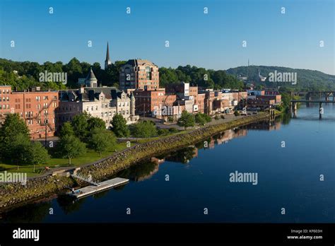 Downtown Augusta And The Kennebec River From The Memorial Bridge In