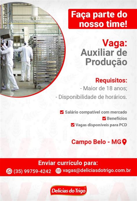 Portal Campo Belo Oportunidade De Emprego Auxiliar De Produ O