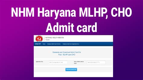 Nhm Haryana Mlhp Cho Admit Card To Be Released At Nhmharyana Gov