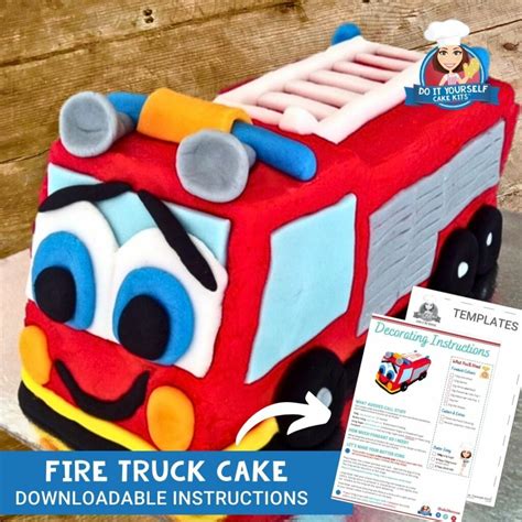 Fire Truck Cake | Printable Template | Decorating Tutorial | 3D