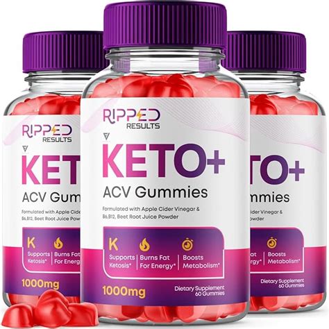 Amazon 3 Pack Ripped Results Keto ACV Gummies Belly Fat Burner